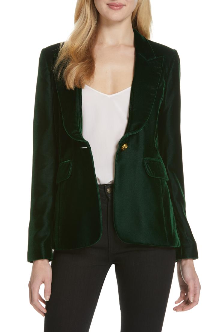 Women's Smythe Velvet Blazer - Green