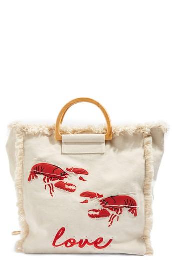 Topshop Bobby Lobster Love Canvas Shopper - Beige