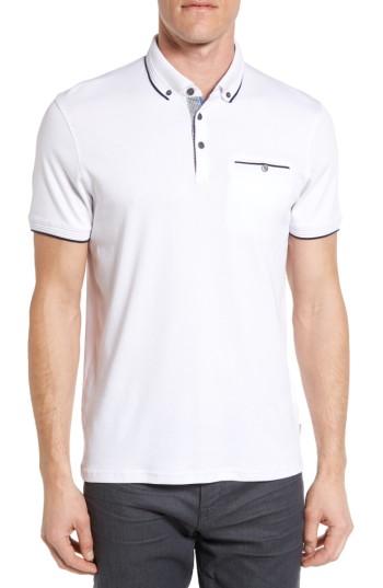 Men's Ted Baker London Derry Modern Slim Fit Polo (s) - White