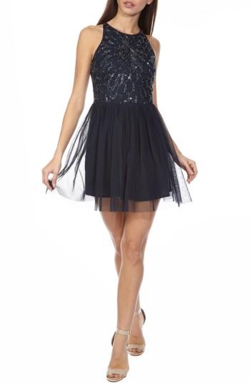 Women's Lace & Beads Ablienne Embellished Skater Dress - Blue