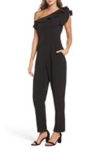 Women's Eliza J One-shoulder Ruffle Jumpsuit - Black