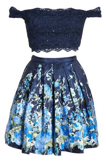 Women's Sequin Hearts Off The Shoulder Two-piece Dress