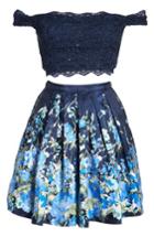 Women's Sequin Hearts Off The Shoulder Two-piece Dress