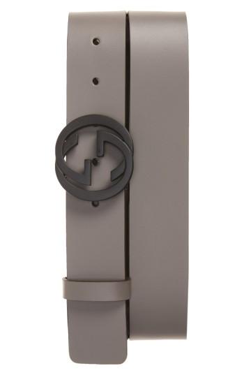 Men's Gucci Logo Leather Belt 5 Eu - Grey