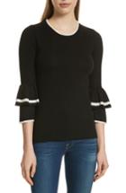 Women's Frame Double Ruffle Cuff Sweater - Black