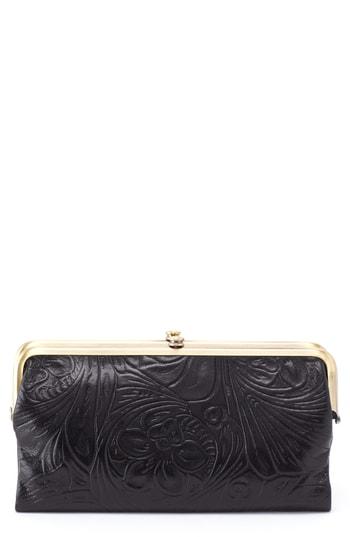 Women's Hobo Lauren Flower Embossed Clutch Wallet - Black