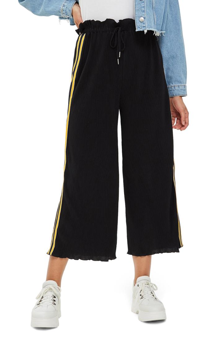 Women's Topshop Lettuce Plisse Pants Us (fits Like 0-2) - Black