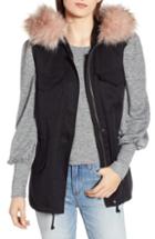 Women's Bb Dakota Get Your Swagger On Hooded Vest With Faux Fur Trim - Black