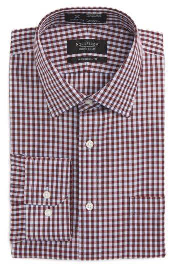 Men's Nordstrom Men's Shop Smartcare(tm) Traditional Fit Check Dress Shirt 32/33 - Red