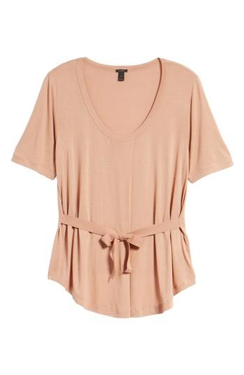 Women's J.crew Side Tie Scoop Neck Tee, Size - Beige
