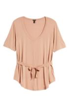 Women's J.crew Side Tie Scoop Neck Tee, Size - Beige