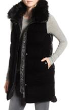 Women's Sam Edelman Velvet Front Vest With Faux Fur Collar