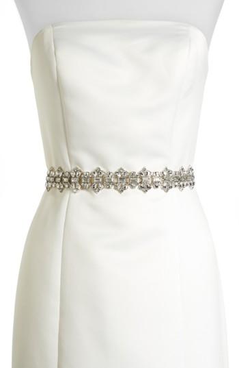 Women's Kate Spade New York Crystal Belt, Size Large/x-large - Cream/ Crystal/ Nickel