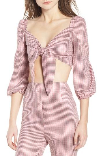 Women's Wayf Digby Tie Front Crop Top - Red
