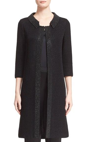 Women's St. John Collection 'allure' Embellished Metallic Knit Topper