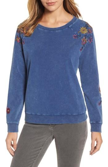 Women's Billy T Embroidered Lace-up Back Sweatshirt - Blue