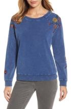 Women's Billy T Embroidered Lace-up Back Sweatshirt - Blue