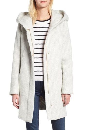 Women's Cole Haan Signature Fuzzy Houndstooth Coat - Grey