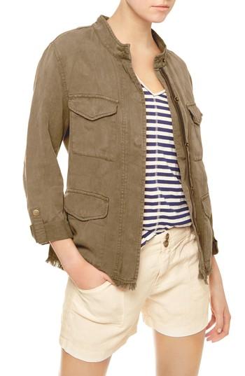 Petite Women's Sanctuary Roy Frayed Surplus Jacket P - Green