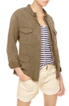 Petite Women's Sanctuary Roy Frayed Surplus Jacket P - Green
