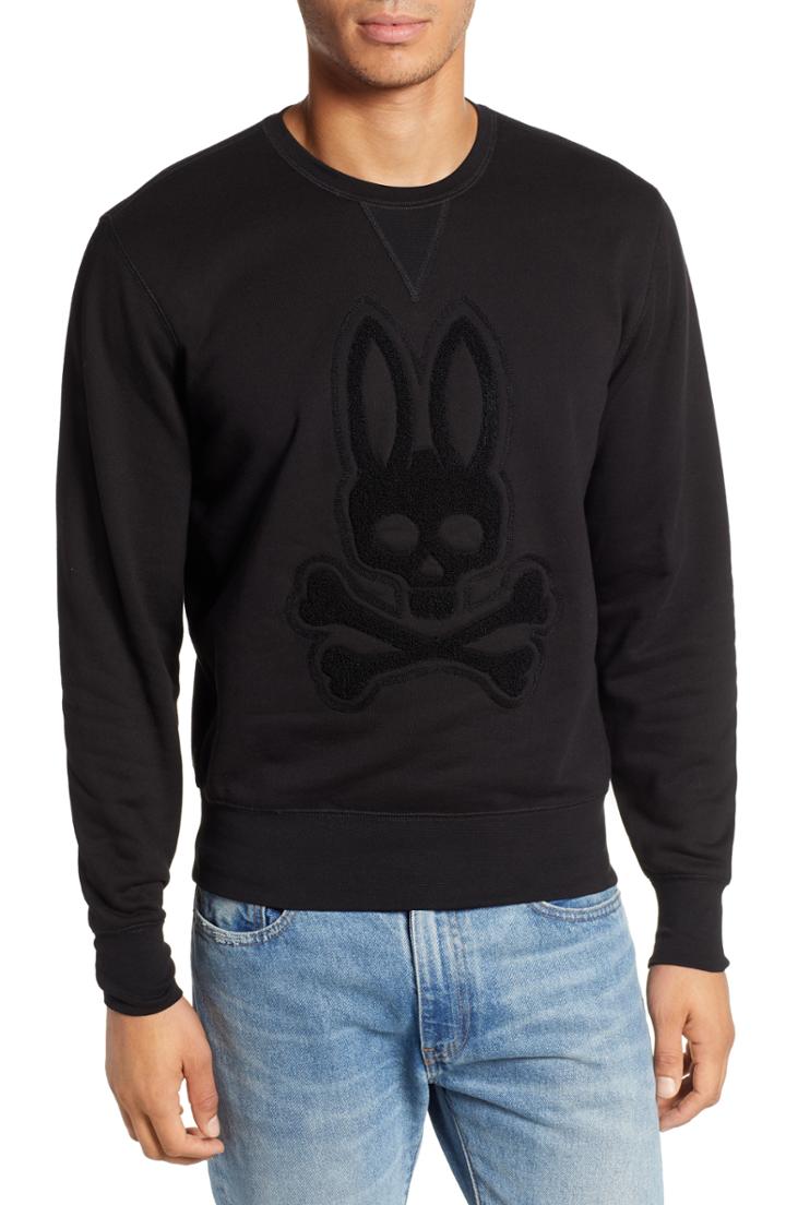 Men's Psycho Bunny Loop Embroidered Logo Sweatshirt - Black