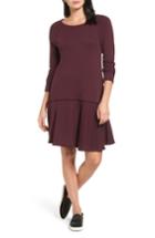 Women's Caslon Ruffle Hem Knit Dress - Burgundy