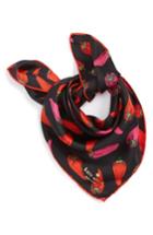 Women's Kate Spade New York Hot Pepper Silk Bandana, Size - Black