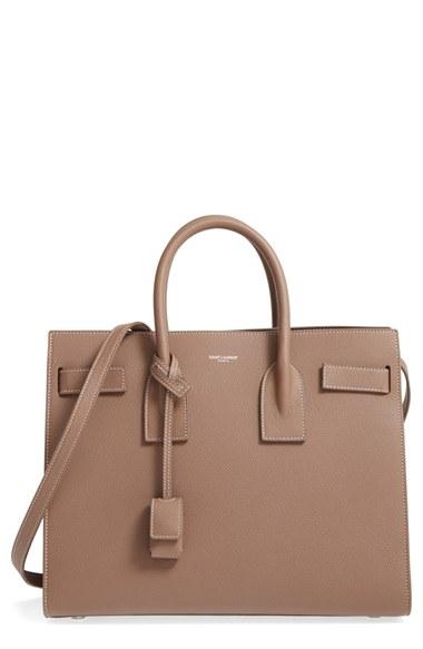 Saint Laurent Small Sac De Jour Calfskin Leather Tote - Beige
