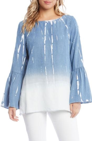 Women's Karen Kane Bell Sleeve Chambray Top - Blue