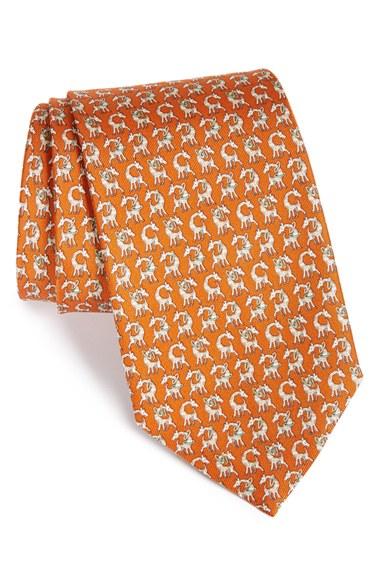 Men's Salvatore Ferragamo Giraffe Print Silk Tie