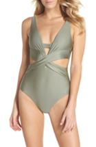 Women's Topshop Pamela One-piece Swimsuit Us (fits Like 2-4) - Blue/green