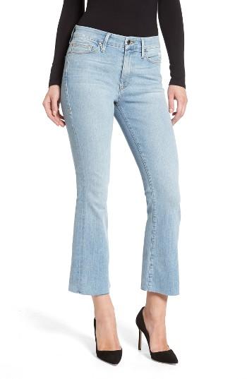 Women's Good American Crop Raw Edge Bootcut Jeans - Blue