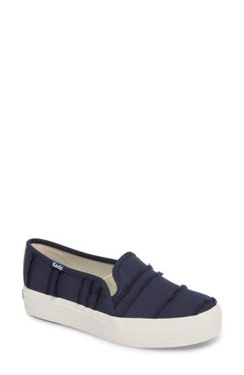 Women's Keds Triple Decker Eyelash Fringe Slip-on Sneaker M - Blue