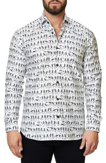 Men's Maceoo Luxor Funky Skeleton Trim Fit Sport Shirt (m) - White