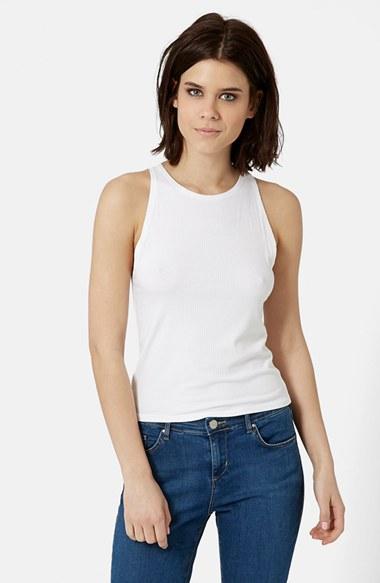 Women's Topshop 'kim' Rib Jersey Tank, Size 2 (0 Us) - White