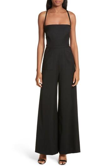 Women's Milly Italian Wool Gabardine Apron Jumpsuit - Black