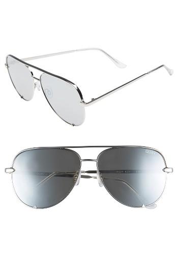 Women's Quay Australia X Desi Perkins 'high Key' 62mm Aviator Sunglasses - Silver/ Silver