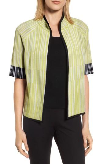 Women's Ming Wang Short Sleeve Jacquard Jacket - Yellow