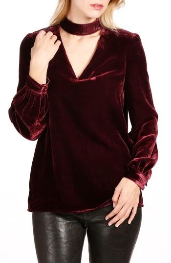 Women's Paige Tamar Velvet Choker Blouse - Red