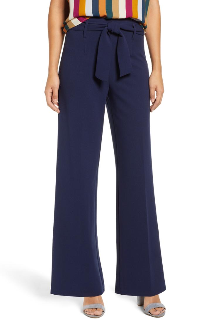 Women's Leith High Waist Belted Pants, Size - Blue