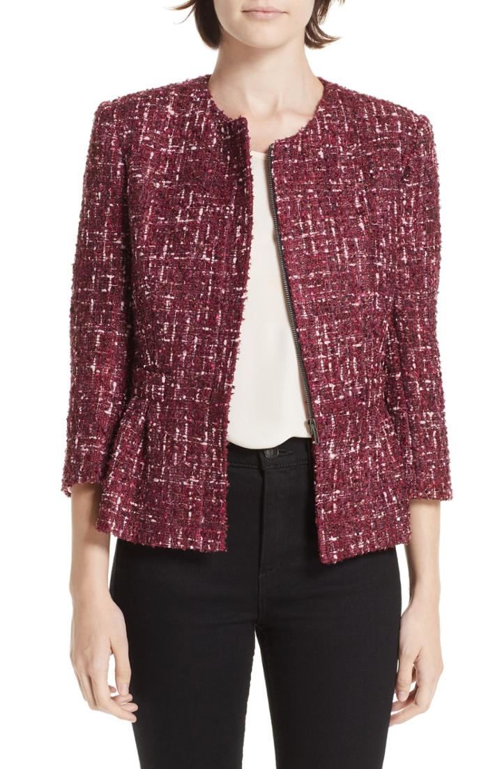 Women's Helene Berman Peplum Jacket - Burgundy