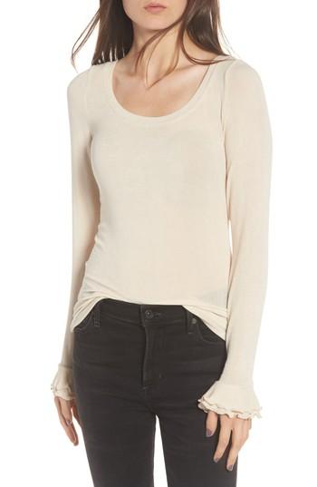 Women's Hinge Curly Cuff Tee - Beige