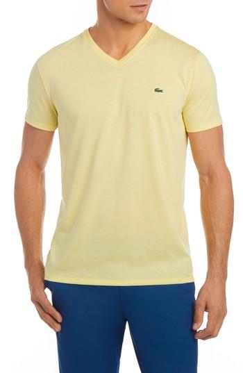 Men's Lacoste V-neck Cotton T-shirt (xxl) - Yellow