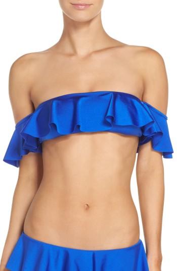 Women's Milly Sirolo Ruffle Bandeau Bikini Top - Blue