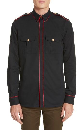 Men's Givenchy Piped Officer Shirt - Black