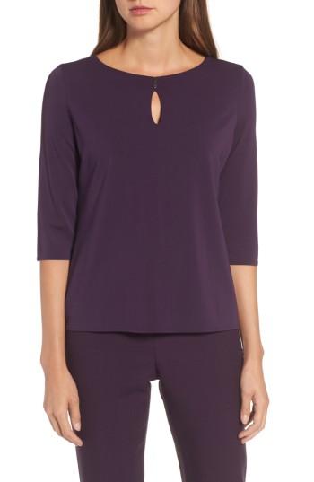 Women's Boss Epina Keyhole Jersey Top - Purple