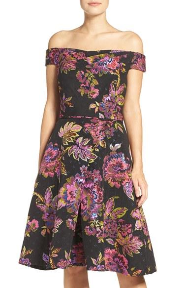 Women's Adrianna Papell Metallic Jacquard Fit & Flare Dress - Pink