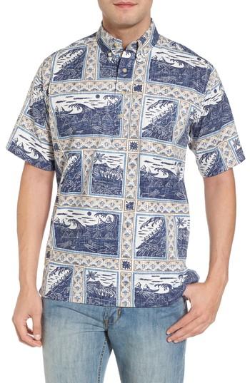 Men's Reyn Spooner Molokai To Oahu Button Down Polo - Blue