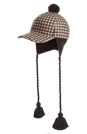 Men's Gucci Knit Earflap Houndstooth Cap - White