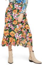 Women's Topshop Heavy Petal Print Midi Skirt Us (fits Like 0) - Black